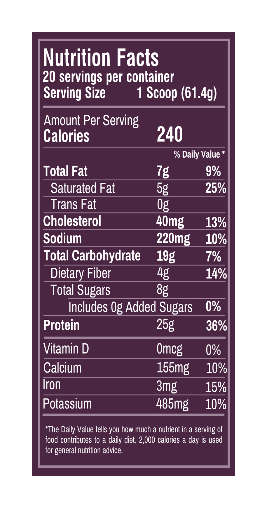 Nutrition Information for Brownie Batter flavor protein smoothie