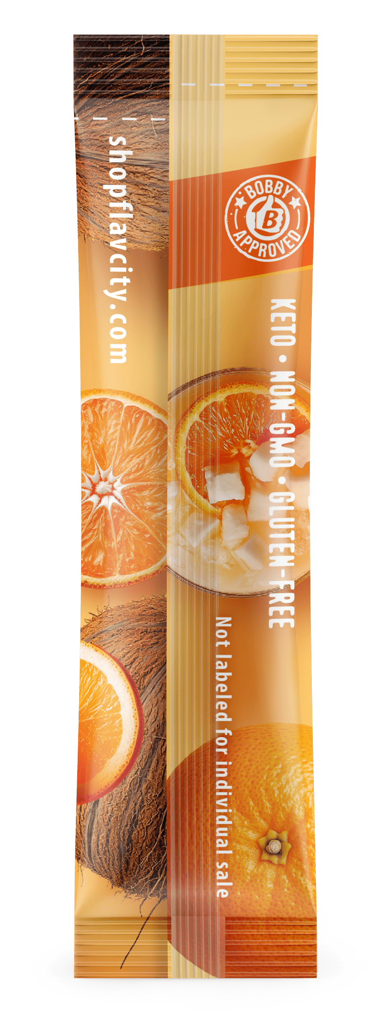 FlavCity Anytime Essentials package with oranges and coconut on a white background