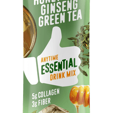 FlavCity honey and ginseng green tea drink mix package on a white background