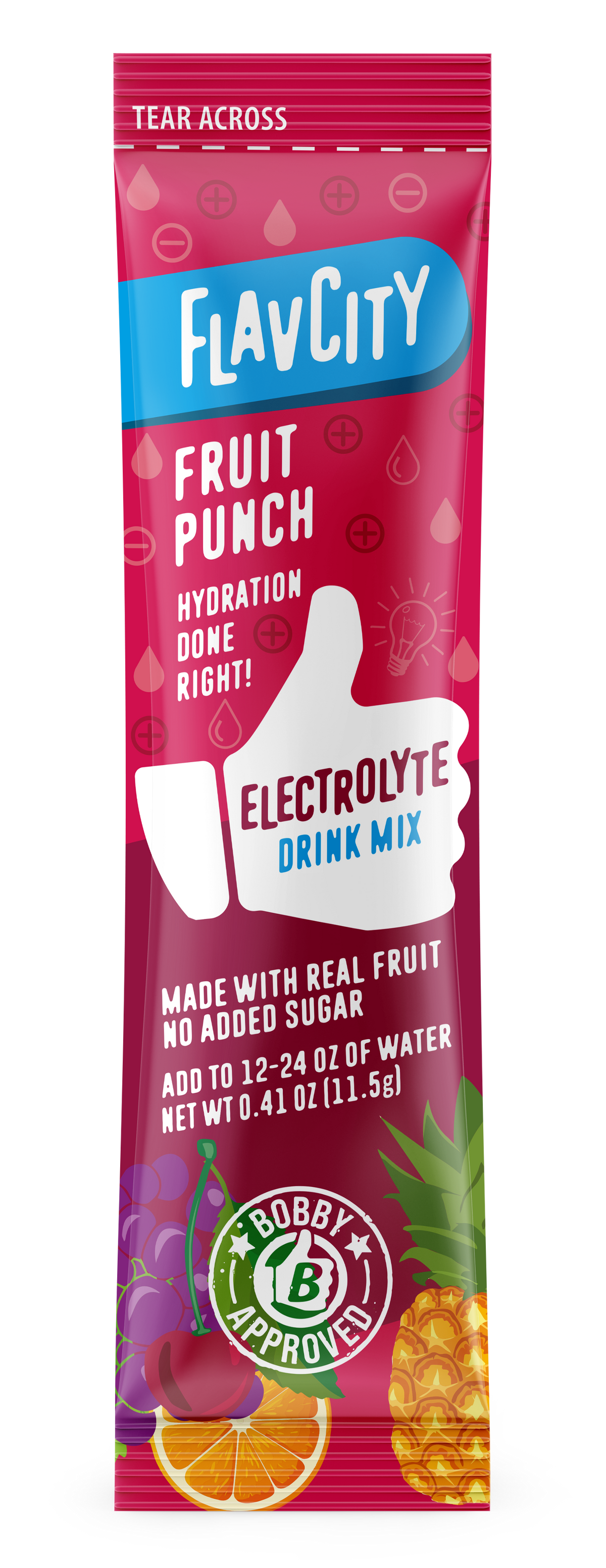 Fruit Punch Electrolyte Drink Mix, single serve stick pack