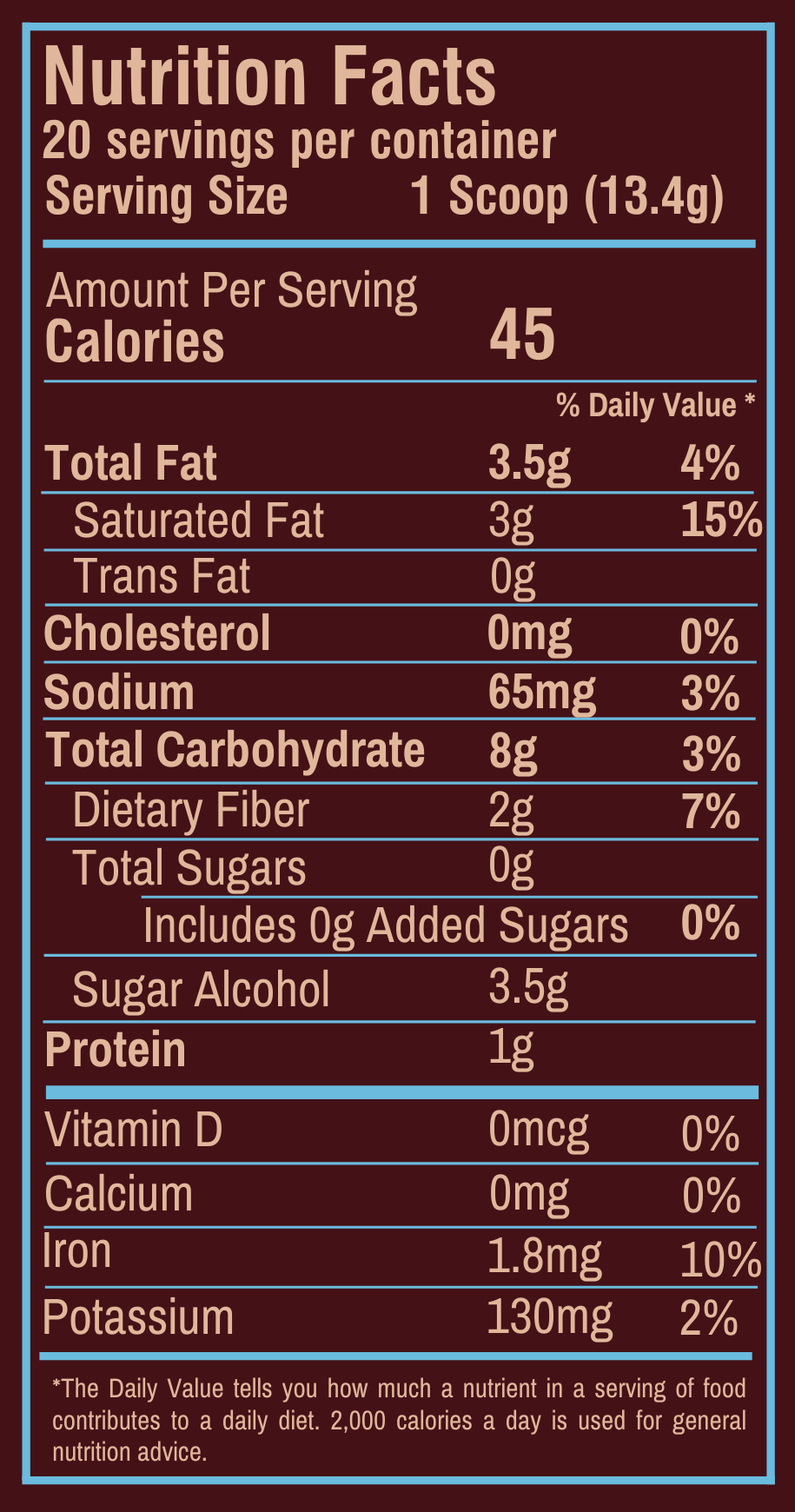 Prebiotic Keto Hot Chocolate Drink Mix Nutrition Facts