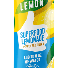FlavCity Lemon Superfood Lemonade powder packet on a white background