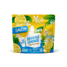 FlavCity Superfood Lemonade powder drink package on a white background