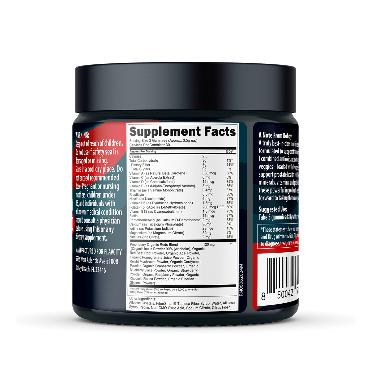 mens multivitamin gummy jar supplement facts