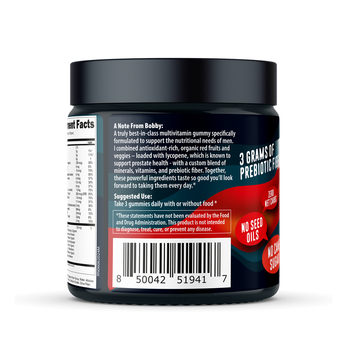 mens multivitamin gummy jar a note from bobby
