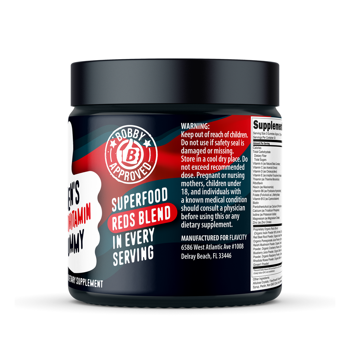mens multivitamin gummy jar warning