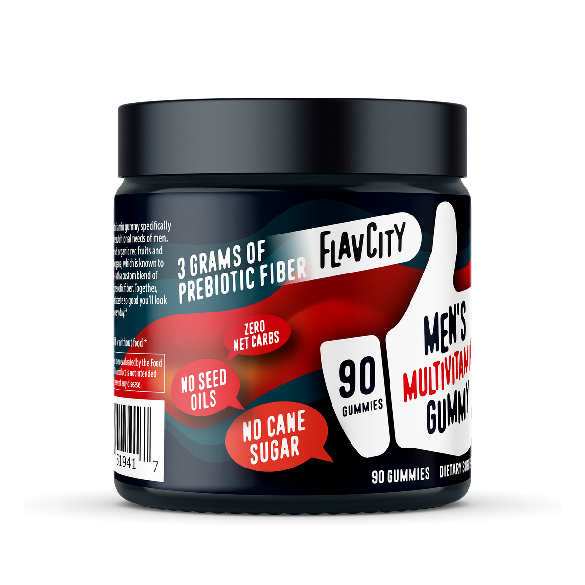 mens multivitamin gummy jar zero net carbs, no seed oils, no cane sugar