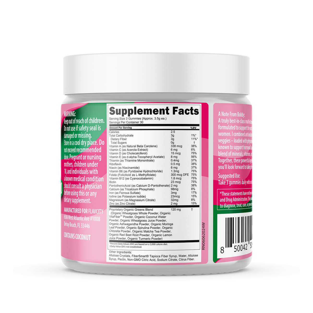 womens multivitamin gummy jar supplement facts