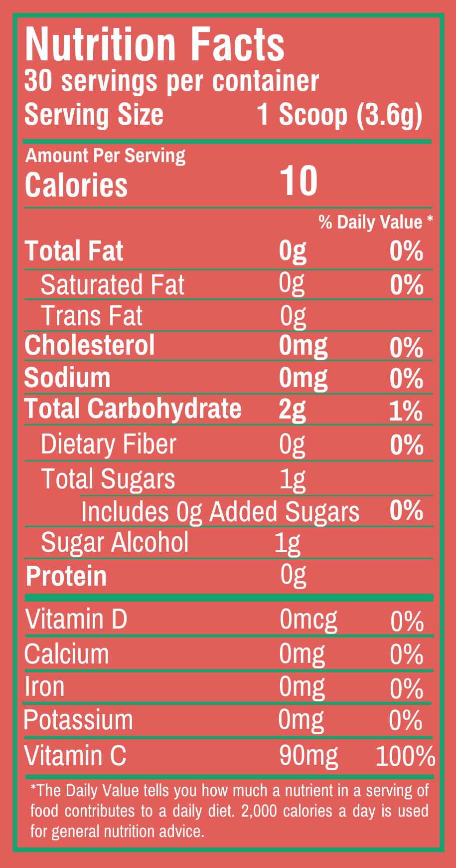 Pink Grapefruit Superfood Lemonade flavored drink mix nutrition facts
