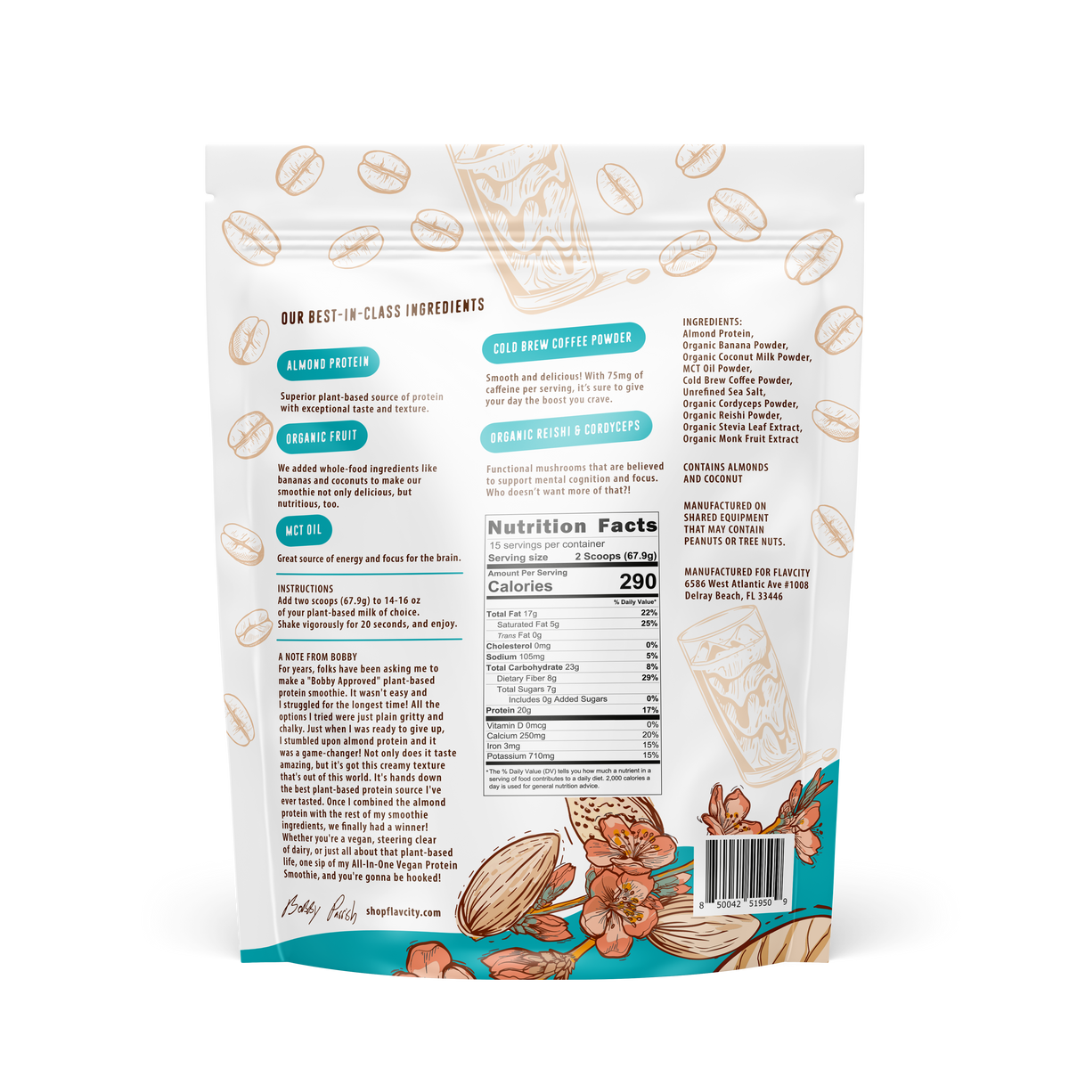 back of coconut cream cold brew bag