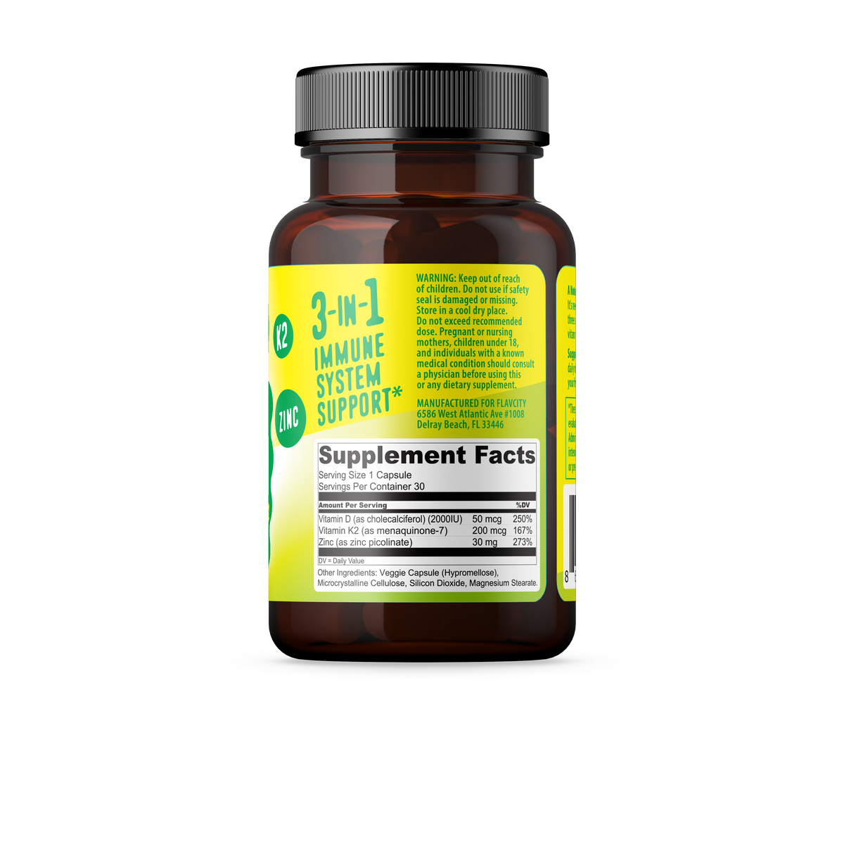The Supplement Facts on a bottle of 'Triple Threat' supplement, with a bold label that emphasizes its multi-functional health benefits for energy, immunity, and wellness.