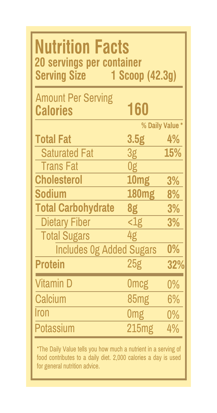 Vanilla Cream Nutritional Facts Label