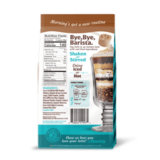 Back of FlavCity Cafe Brown Sugar Latte packaging with text and images on a white background