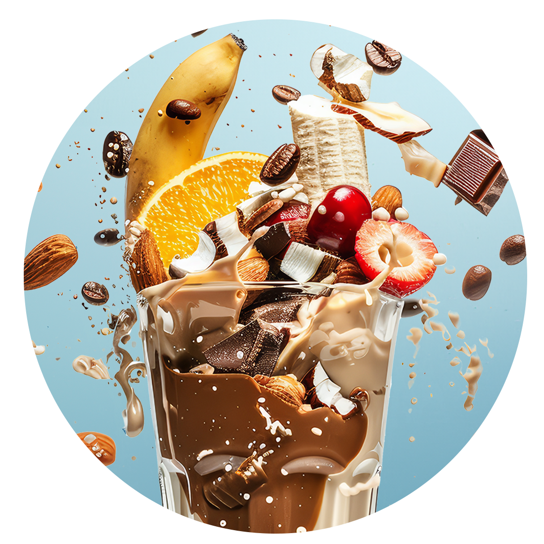 fresh smoothie ingredients in a glass