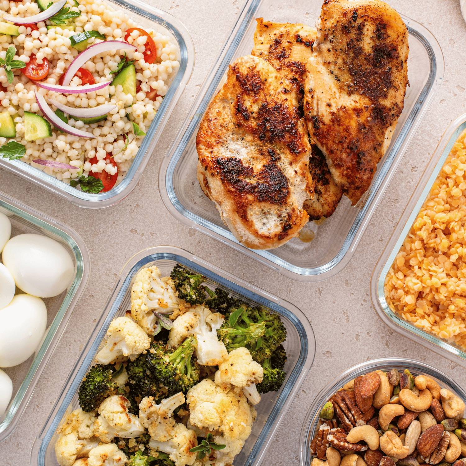 An image showing different typers of meal prep ideas