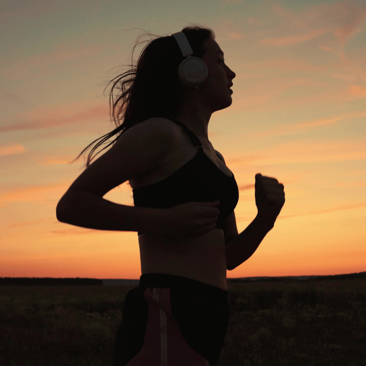 Jogging in the morning with a headset.