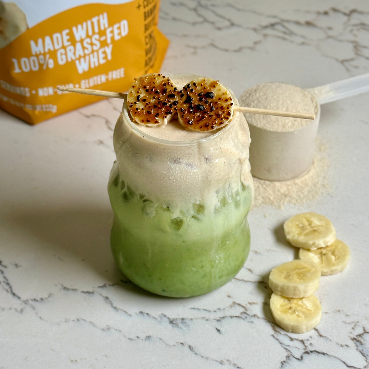 Banana Bread Protein Matcha Latte