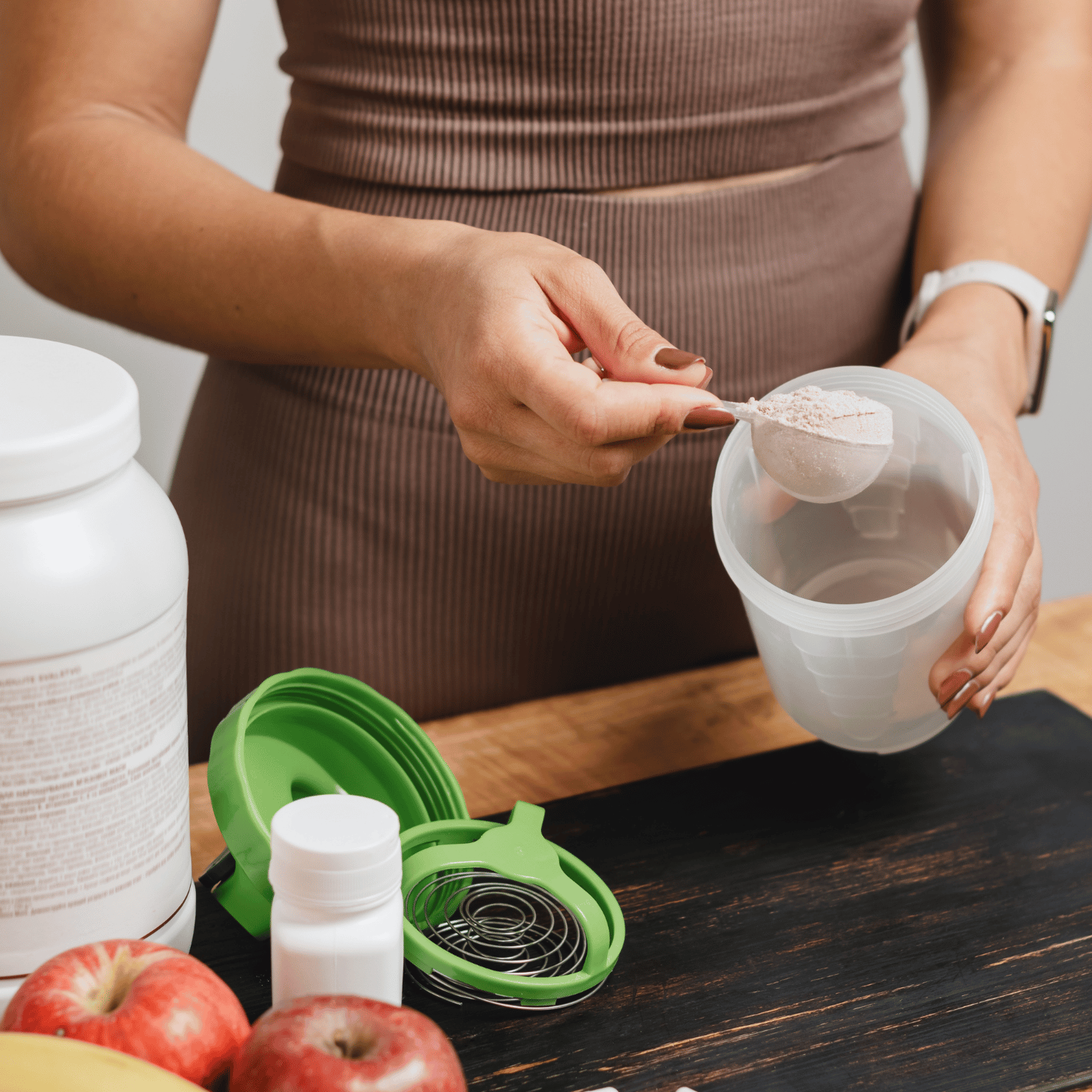 A scoop of protein powder.