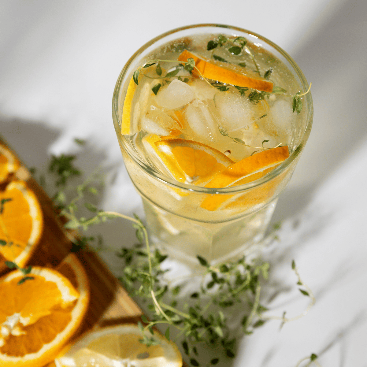 A glass of lemonade drink.