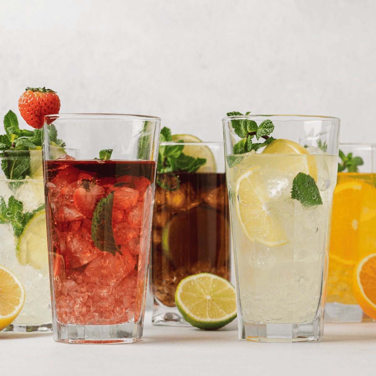 Different kinds of juice.