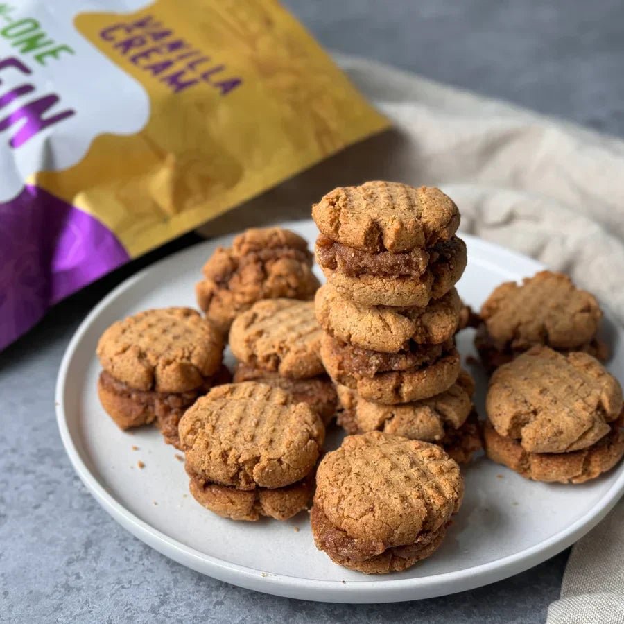 Protein Peanut Butter Sandwich Cookies.