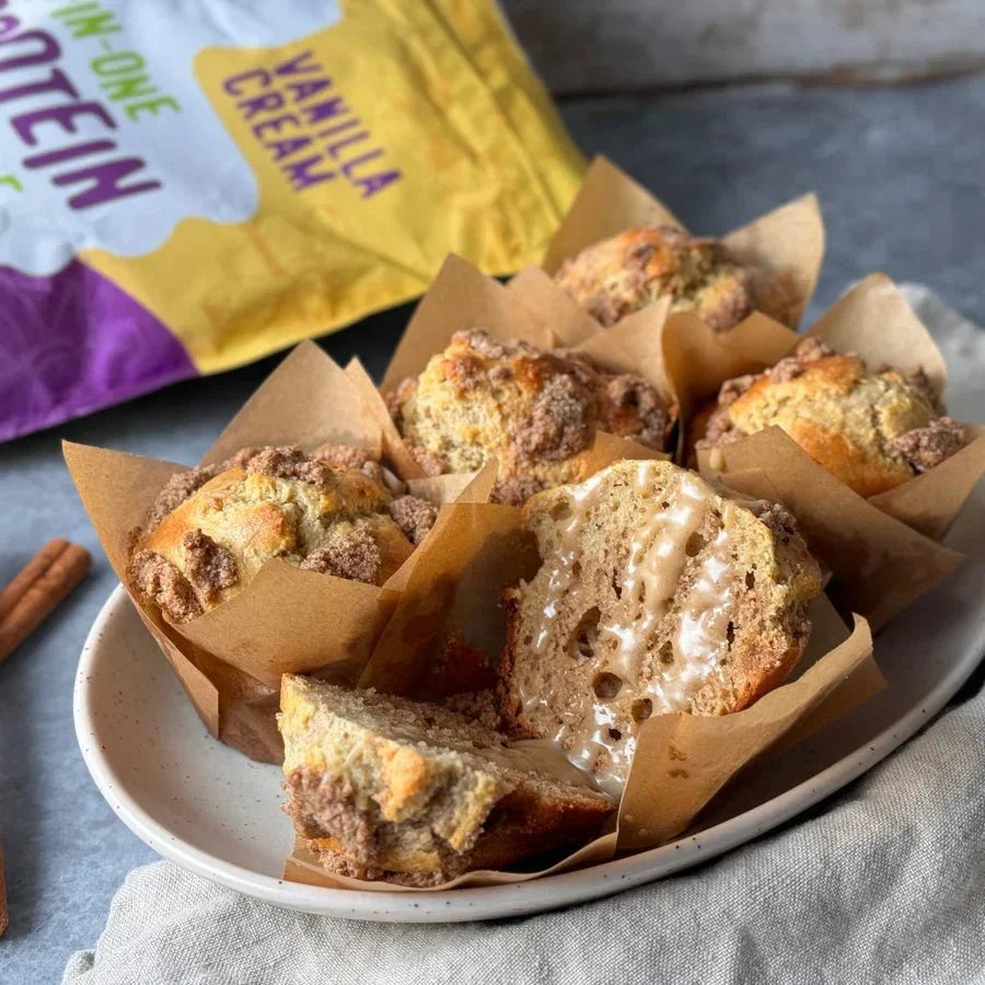 Cinnamon Roll Protein Muffins.