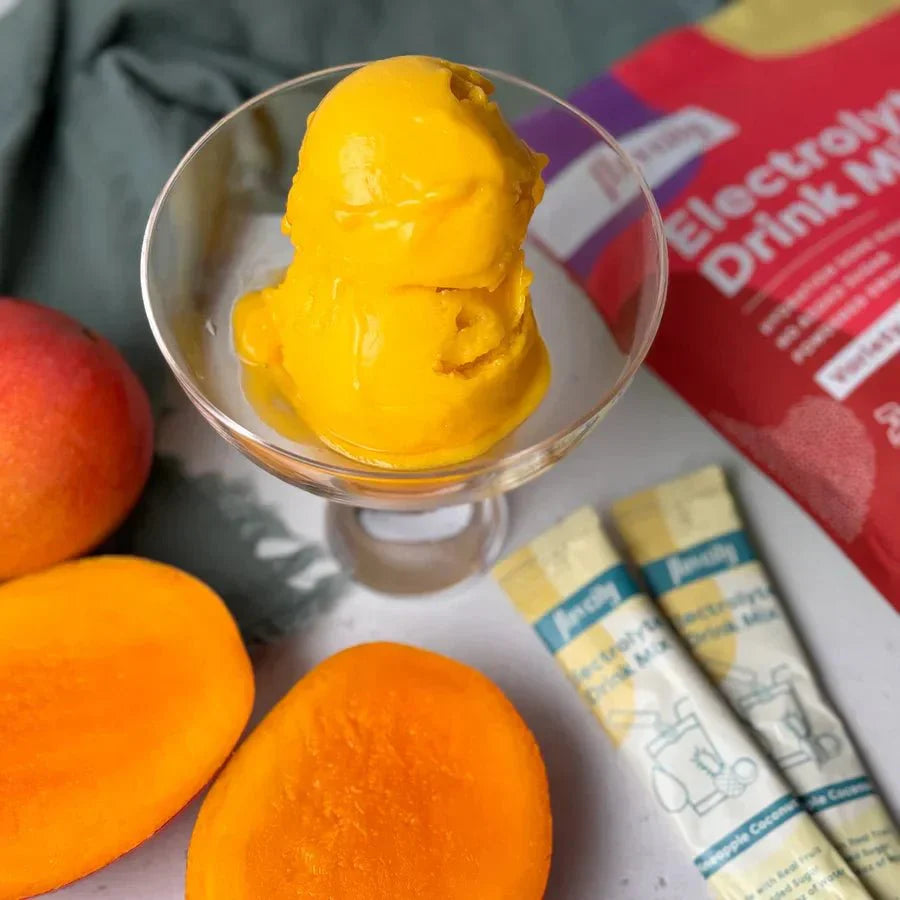 Mango Coconut Electrolyte Sorbet.