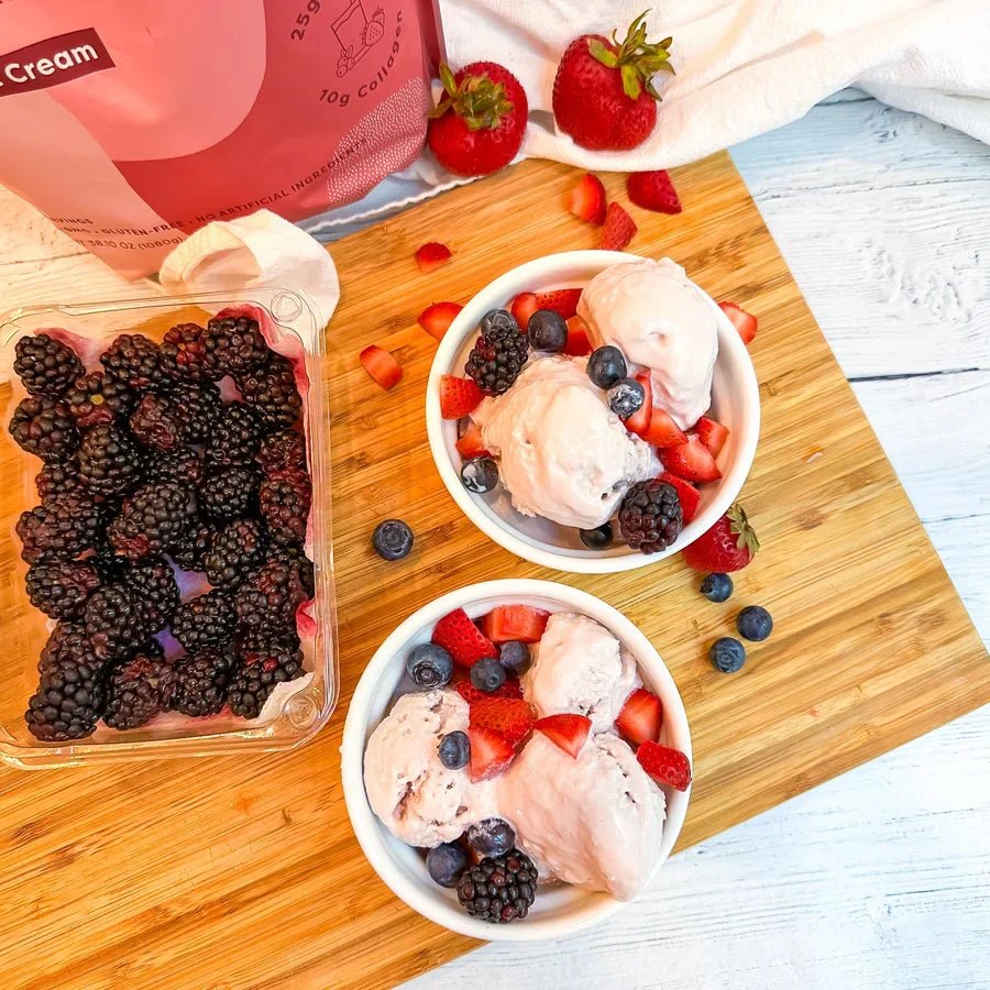 Berries & Cream Protein Ice Cream.