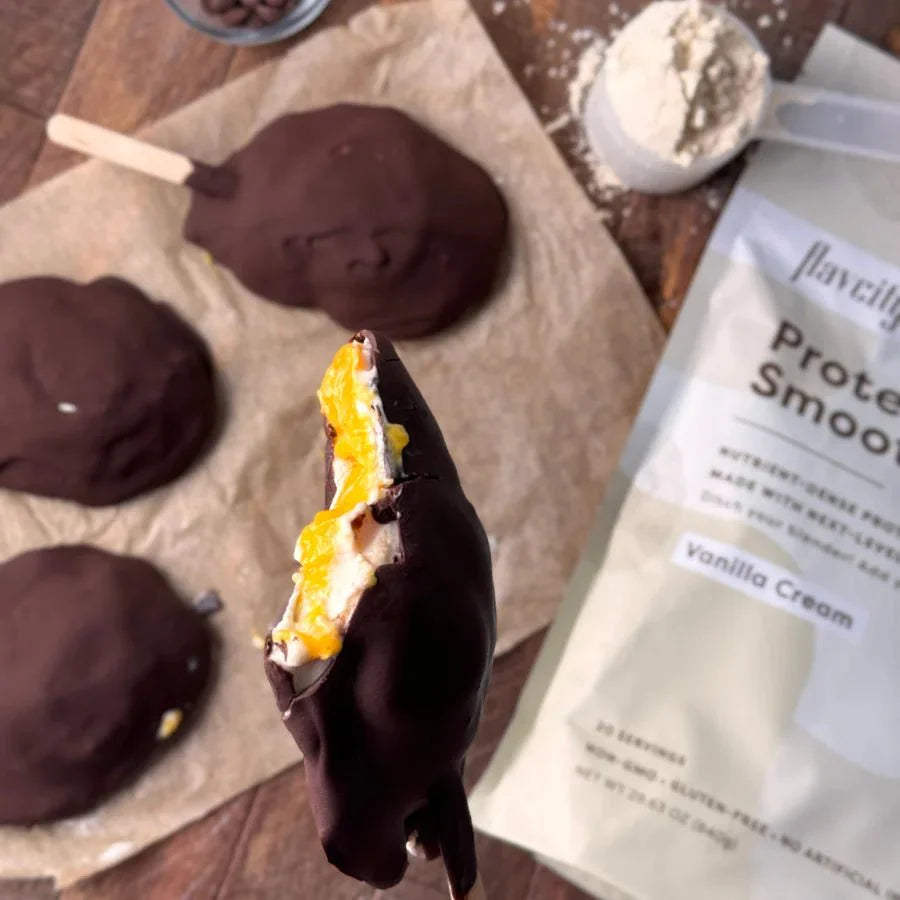 Refreshing Chocolate FroYo Mango Pops Recipe.