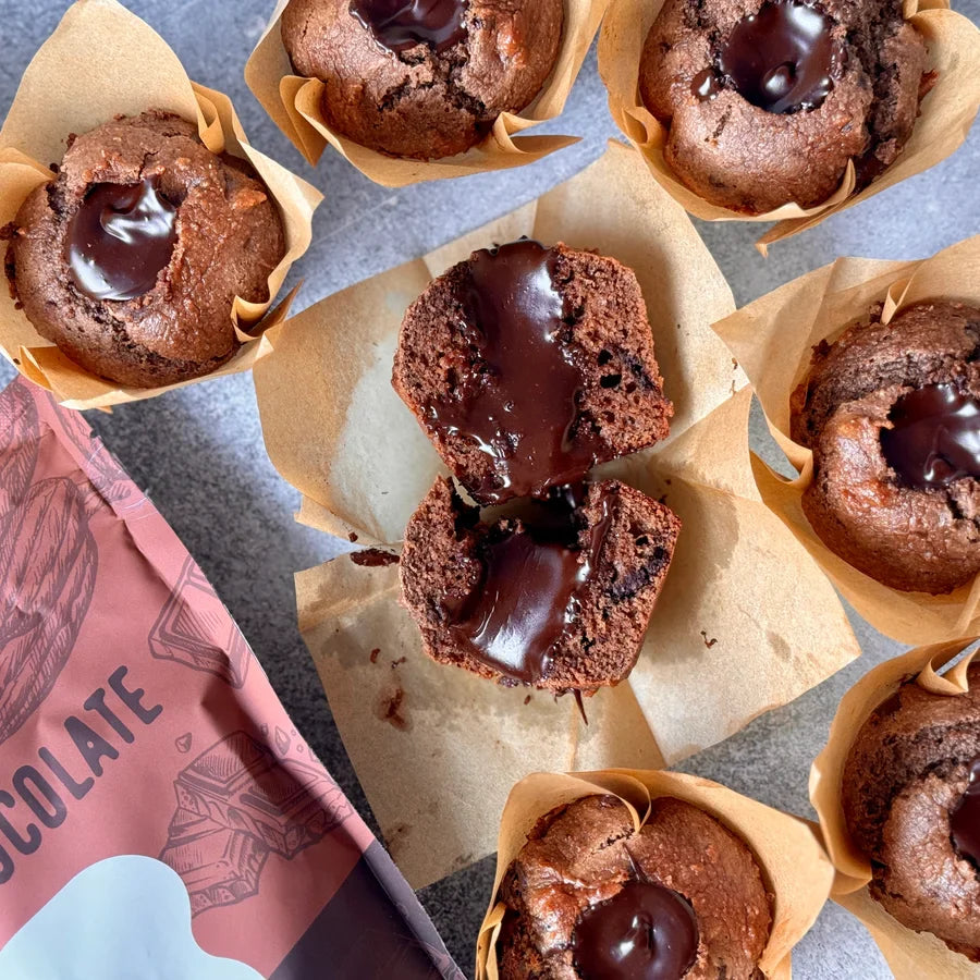 Chocolate Protein Ganache Muffins