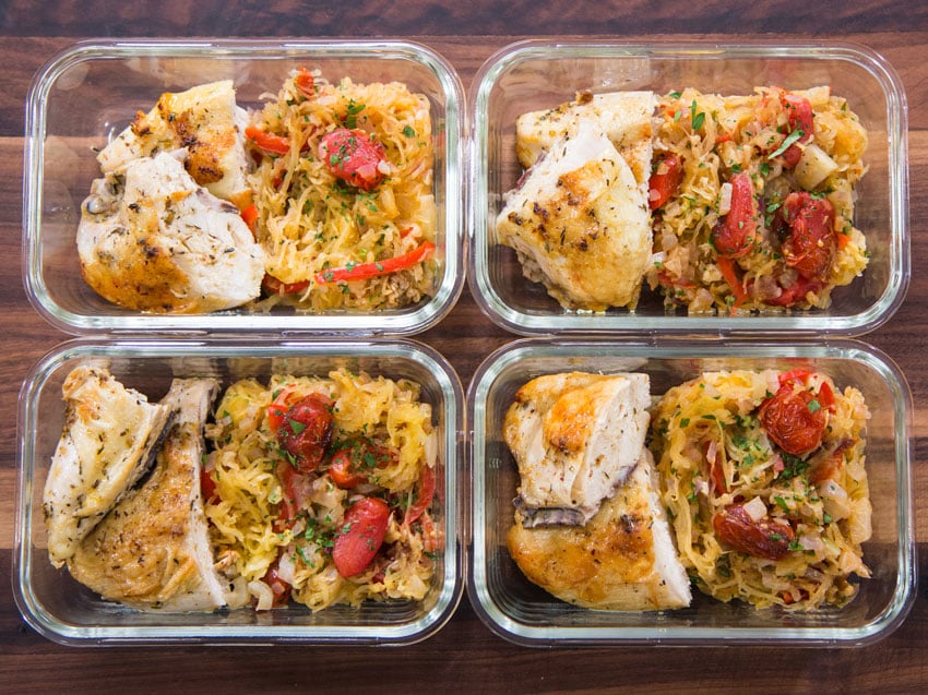 Greek Chicken with Spaghetti Squash Primavera