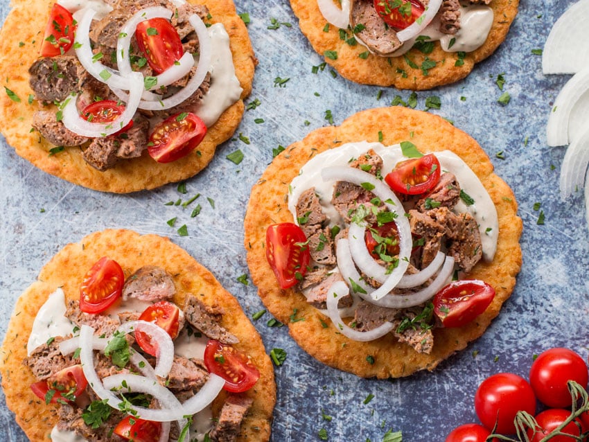 Keto Kebab Meal Prep with Low Carb Pita Bread