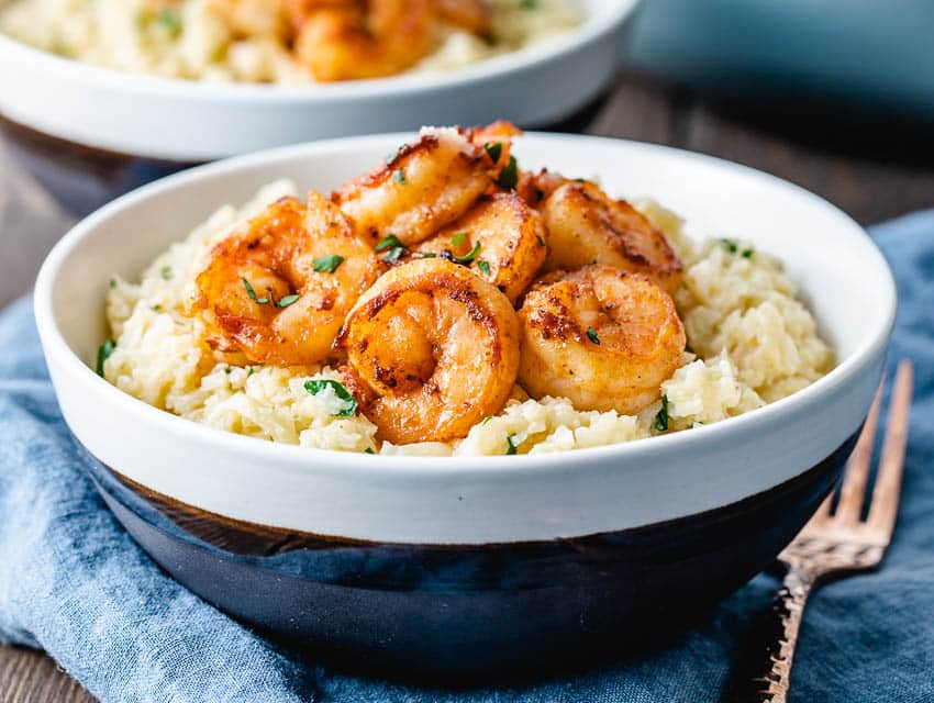 Shrimp and Cauliflower Grits
