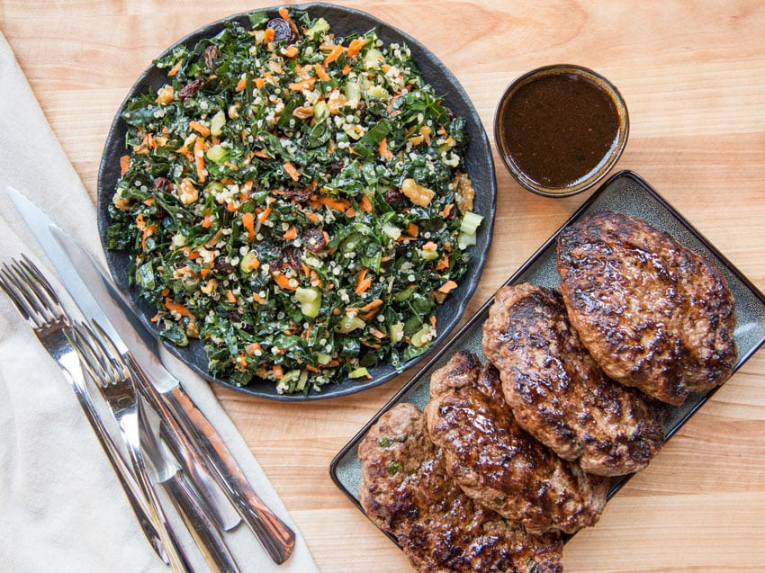 Healthy Salisbury Steak & Kale-Quinoa Salad