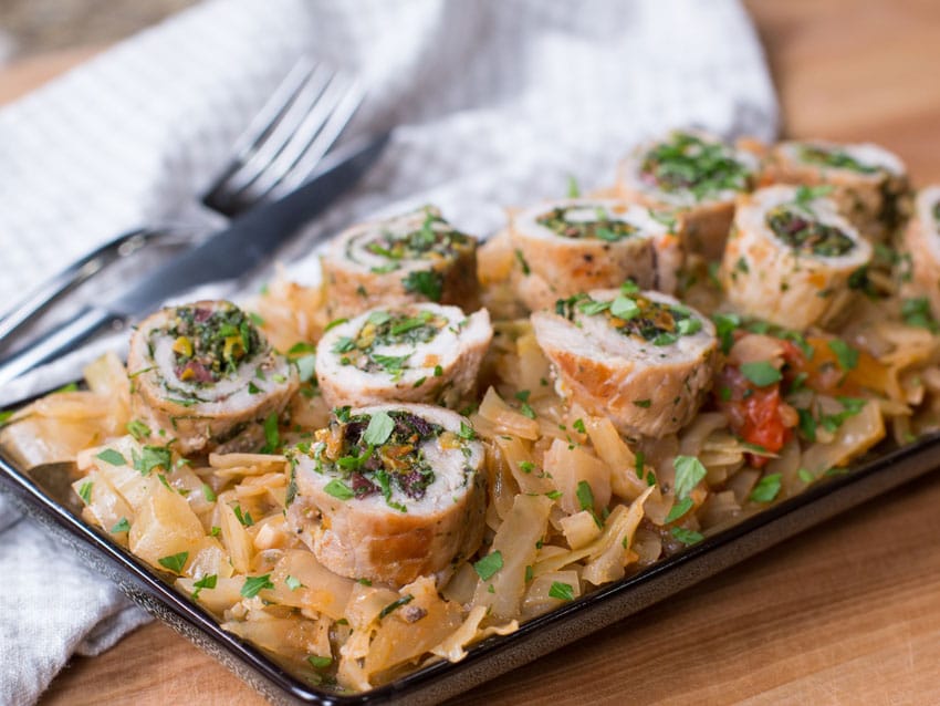 Whole30 Stuffed Pork Chops With Cabbage