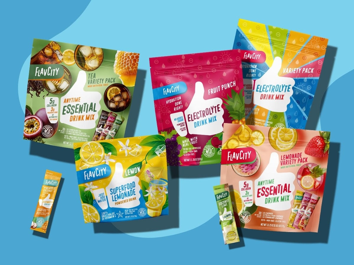 The image shows the word FlavCity in bold, black, playful, rounded, uppercase and lowercase letters on a light gray background.