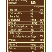 Butter Coffee flavor protein smoothie bag, Nutrition Facts