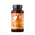 A bottle of 'C-Ya Later Vitamin C' supplement, with a bright orange label emphasizing immune support and antioxidant benefits.