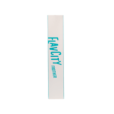 The FlavCity Cafe FlavCity Frother features a tall, rectangular white box with its name in bold turquoise letters—perfect for making barista-quality drinks and strikingly displayed against a simple, light background.