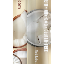FlavCity Anytime Essentials  Coconut protein powder package with branding and product details.