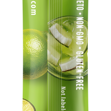 FlavCity Anytime Essentials keto, non-gmo, gluten-free product packaging with lime and coconut imagery.