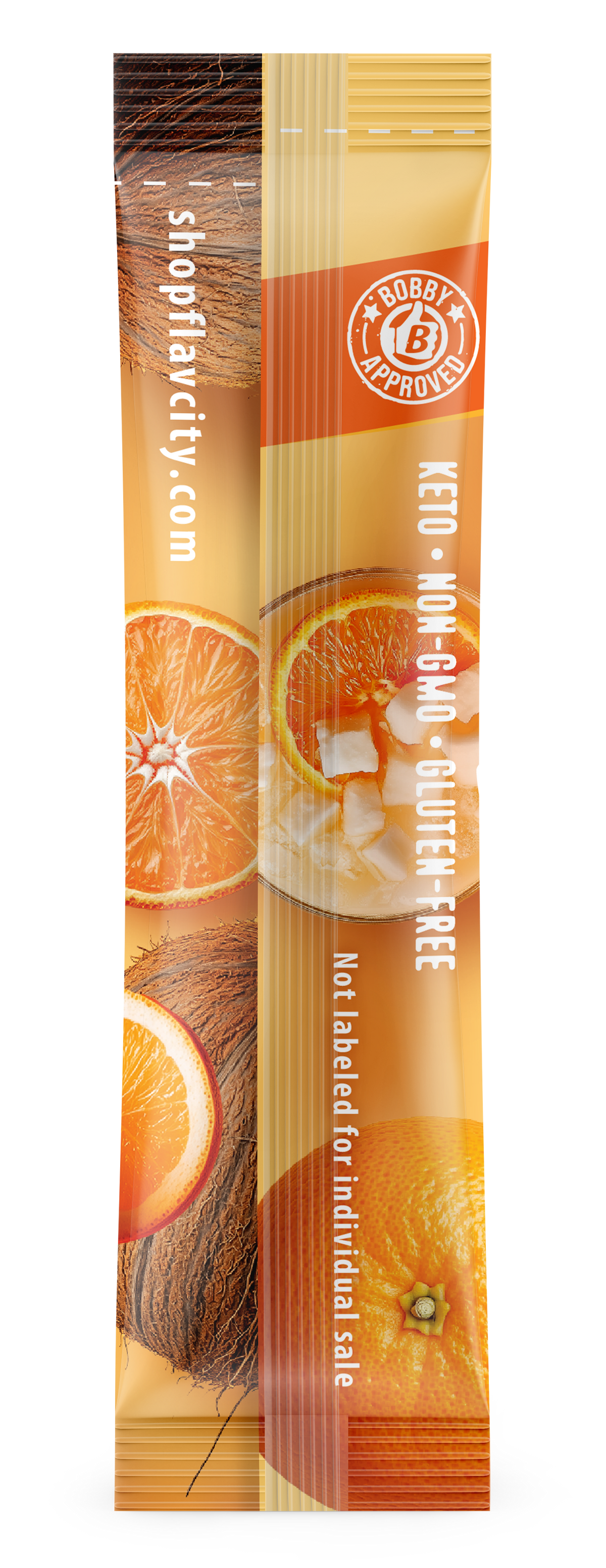 FlavCity Anytime Essentials package with oranges and coconut on a white background