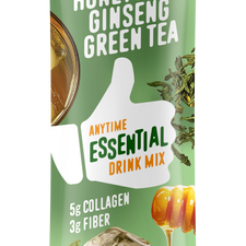 FlavCity honey and ginseng green tea drink mix package on a white background