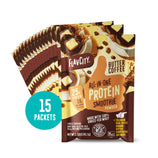 Shop FlavCity Butter Coffee Protein Smoothie Packets, 15 count, feature 25g protein, 10g collagen per serving, real coffee and banana, grass-fed whey, and are keto-friendly.