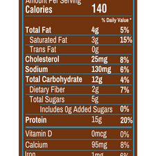 Galactic Brownie Kids Protein Flavor Smoothie bag, nutrition facts