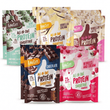 Shop FlavCity Dev: Single-Serve Packets are shown upright in flavors like chocolate, vanilla cream, vanilla latte, mint chocolate, and berries & cream—perfect for on-the-go protein.