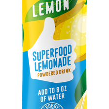 FlavCity Lemon Superfood Lemonade powder packet on a white background