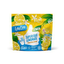 FlavCity Superfood Lemonade powder drink package on a white background