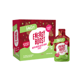 A box and single pouch of Shop FlavCity Energy Boost Vitamin Gel Pack in Cherry Lime, with Lion’s Mane, green coffee bean for clean caffeine, and B12. Red & green packaging highlights no seed oils, fillers, or added sugar.