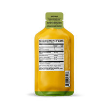 A Shop FlavCity Joint Health Vitamin Gel Pack in yellow and green is shown upright against a white background, featuring its Supplement Facts label with ingredients like Glucosamine and suggested use instructions on the back.